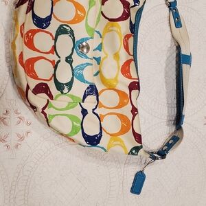 Multicolor Printed Crescent Shoulder Bag - Cream Base